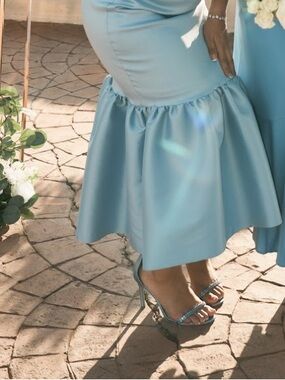 Jewel Badgley Mischka Shimmering Light Blue Satin Ankle-Strap Heels